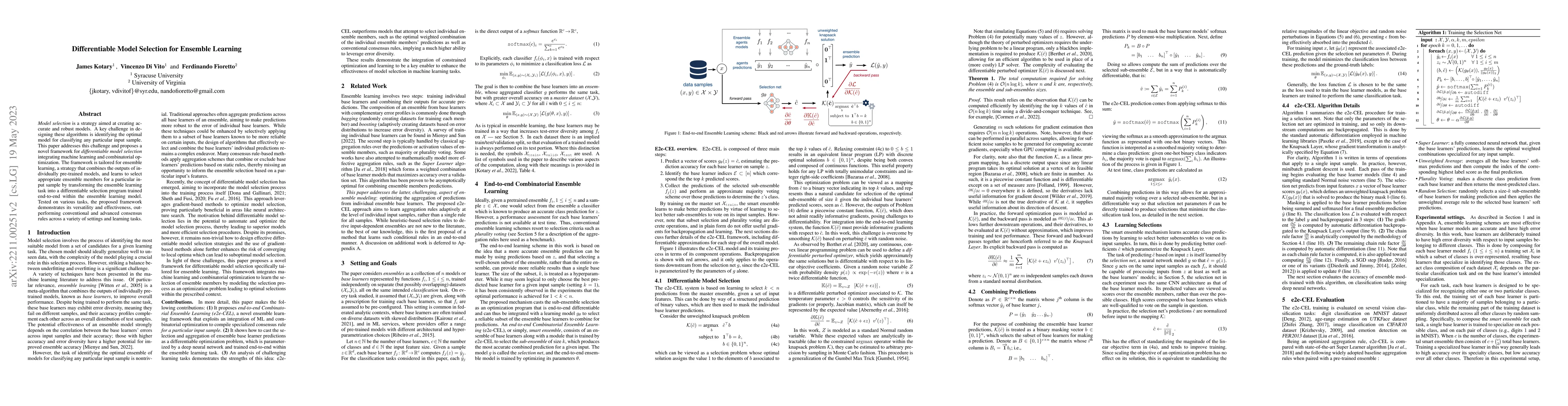 Thumbnail for Differentiable Model Selection for Ensemble Learning