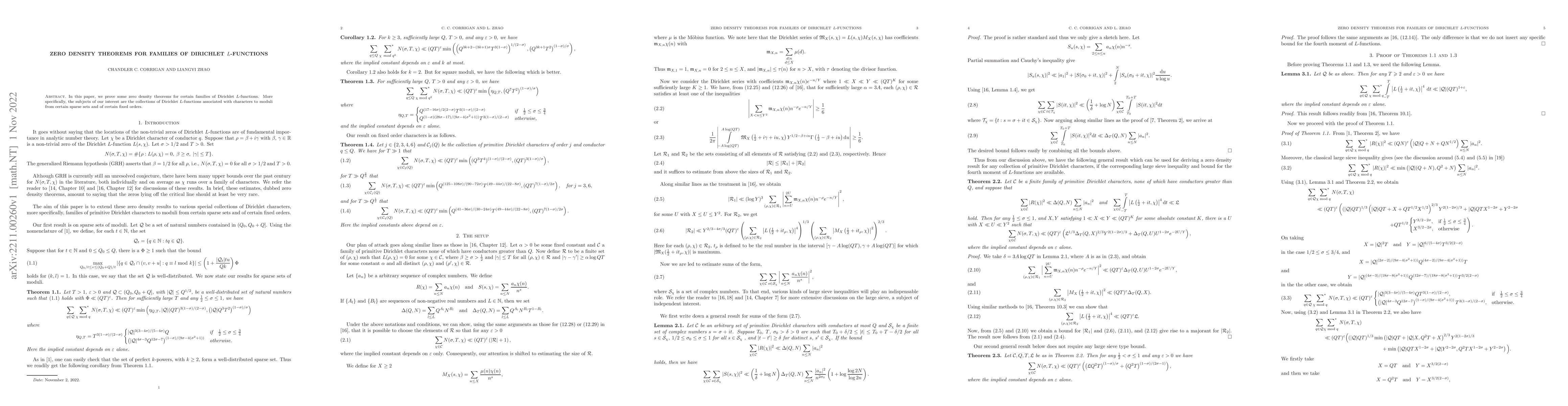 Thumbnail for Zero-Density Theorems for Families of Dirichlet $L$-functions