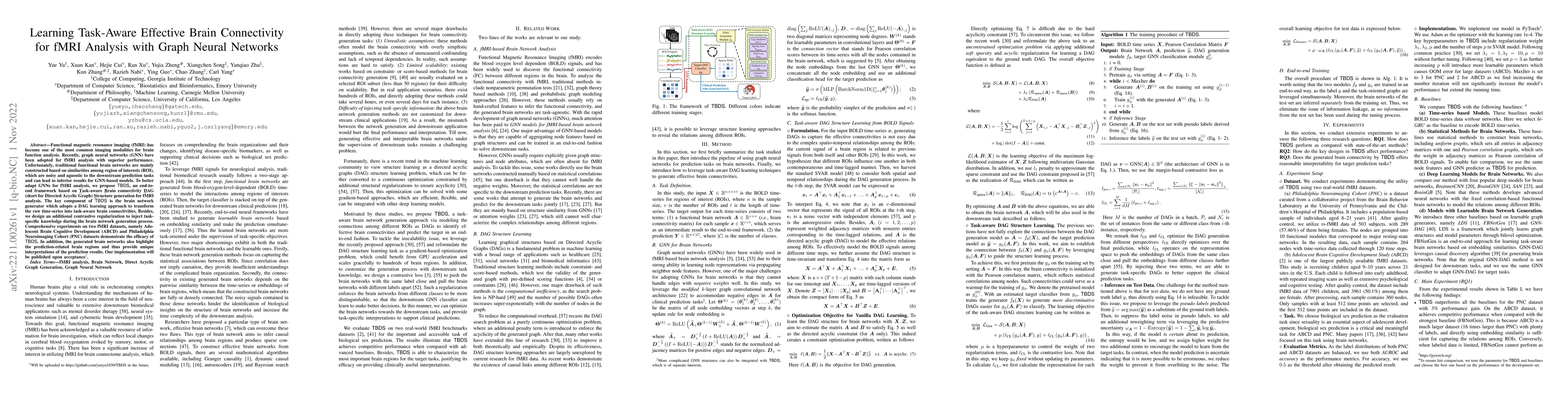 Thumbnail for Learning Task-Aware Effective Brain Connectivity for fMRI Analysis with
  Graph Neural Networks