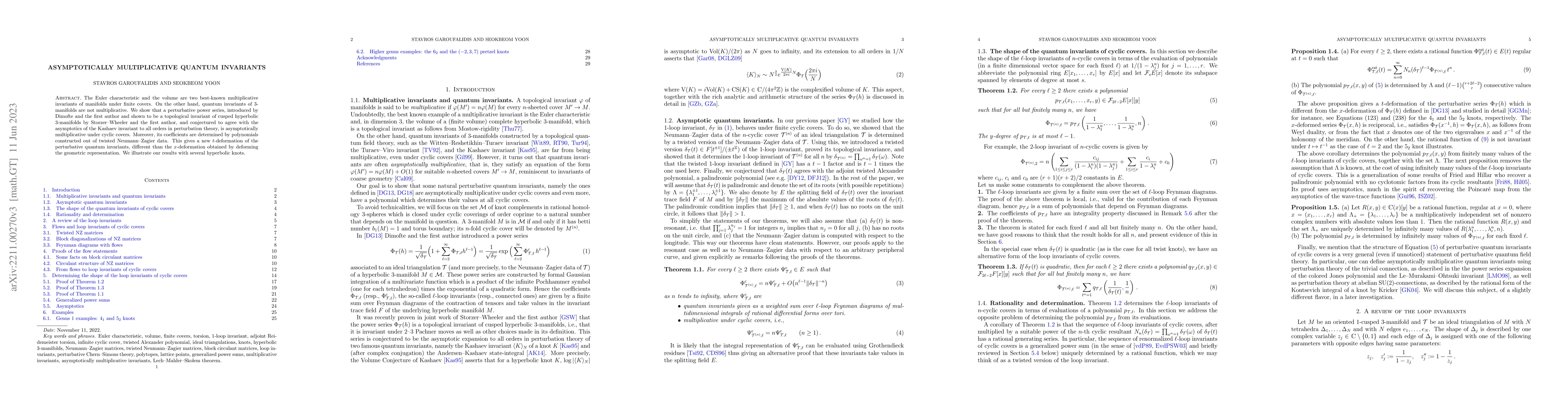 Thumbnail for Asymptotically multiplicative quantum invariants