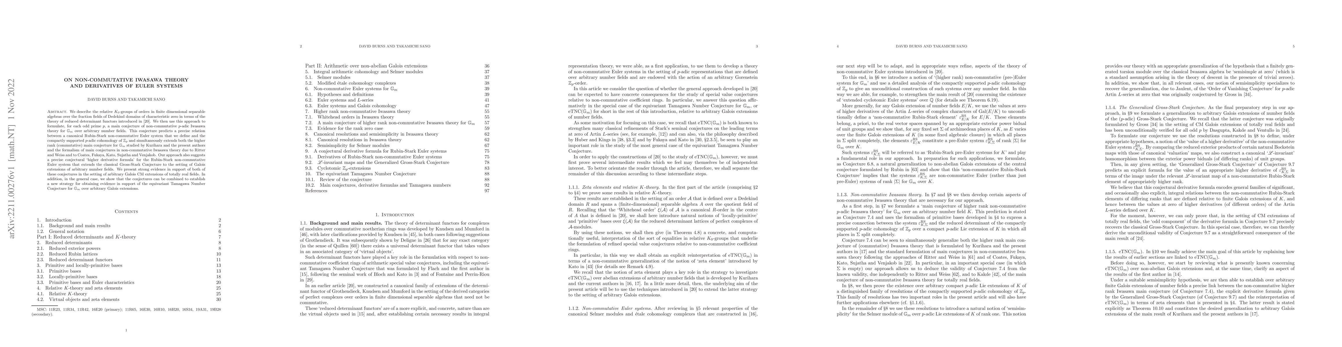 Thumbnail for On non-commutative Iwasawa theory and derivatives of Euler systems