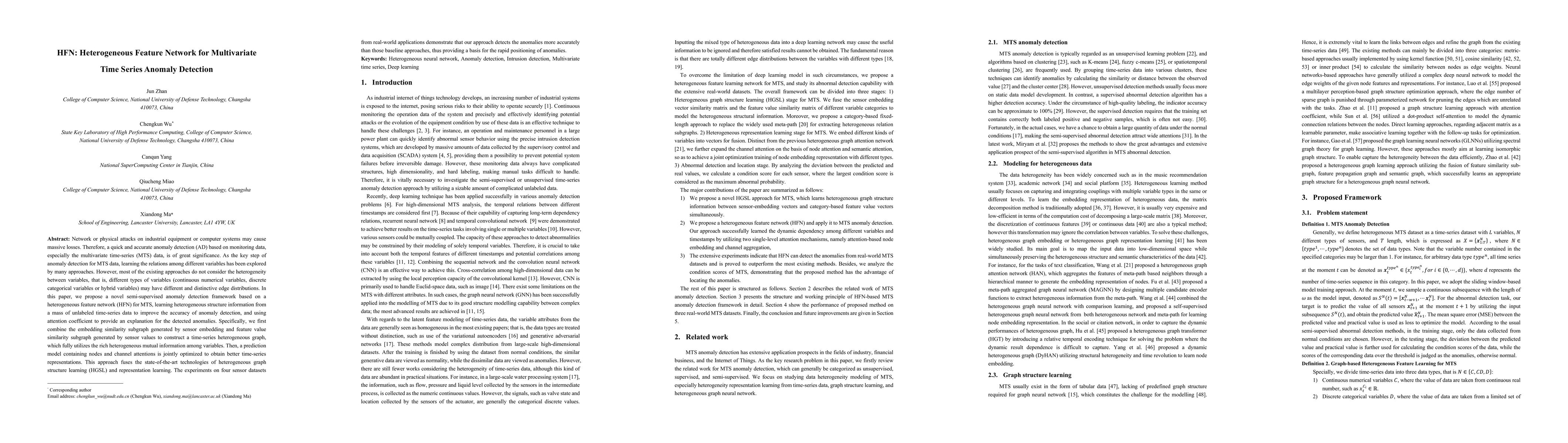 Thumbnail for HFN: Heterogeneous Feature Network for Multivariate Time Series Anomaly
  Detection