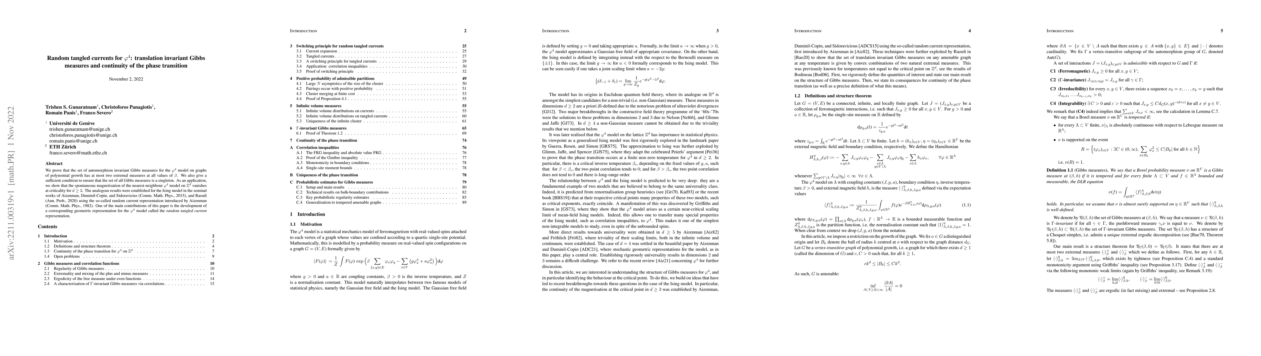 Thumbnail for Random tangled currents for $\varphi^4$: translation invariant Gibbs
  measures and continuity of the phase transition