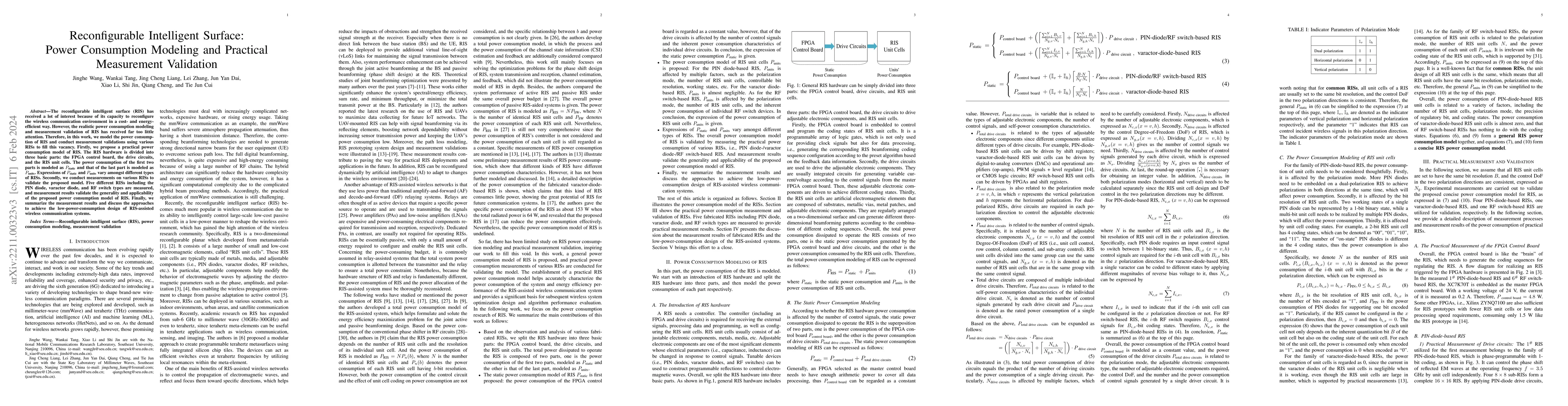 Thumbnail for Reconfigurable Intelligent Surface: Power Consumption Modeling and
  Practical Measurement Validation