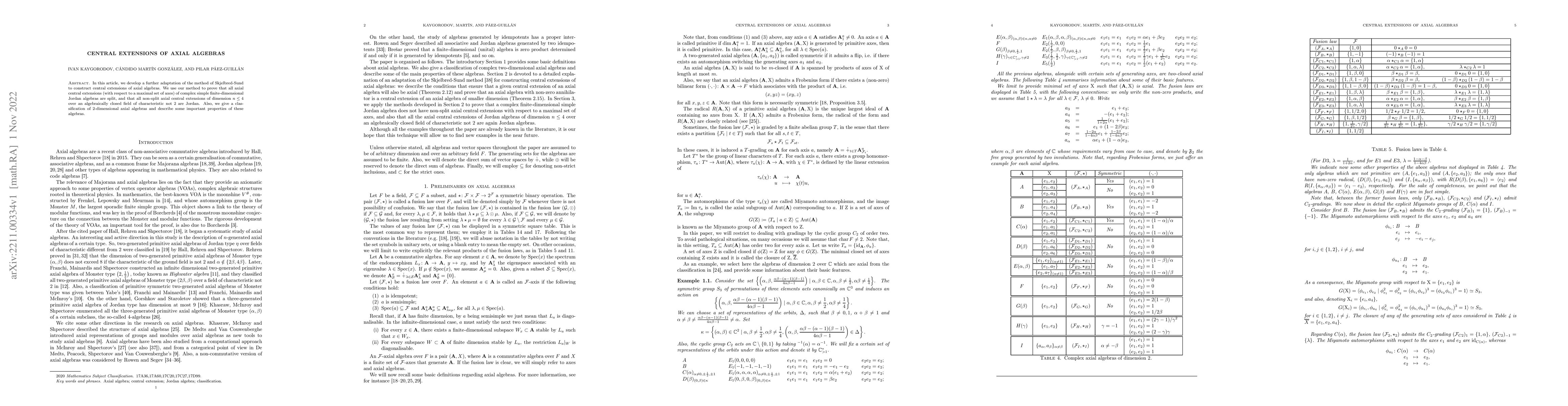 Thumbnail for Central extensions of axial algebras