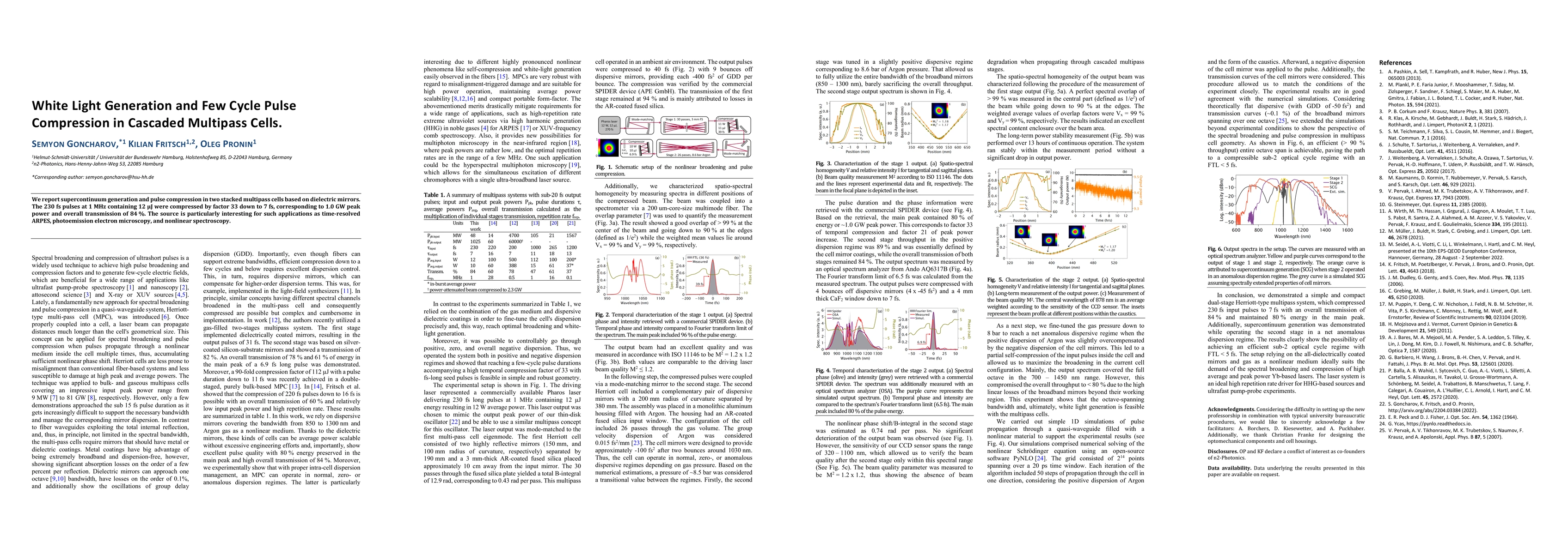 Thumbnail for White Light Generation and Few Cycle Pulse Compression in Cascaded
  Multipass Cells