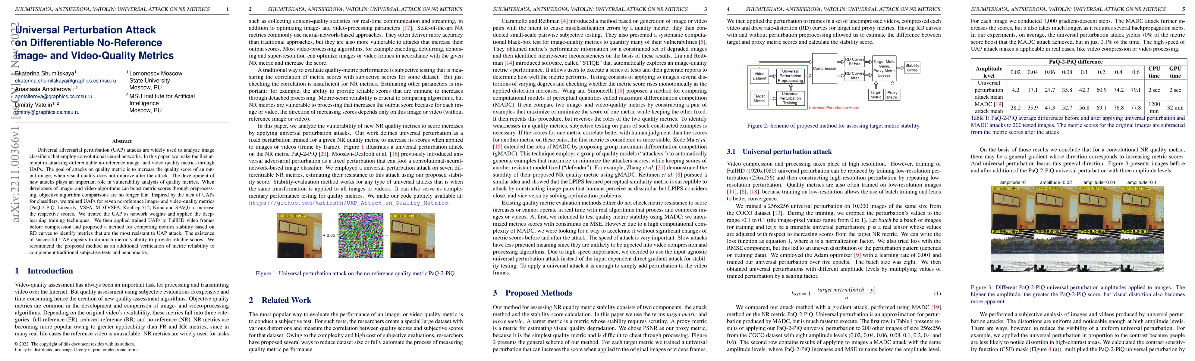 Thumbnail for Universal Perturbation Attack on Differentiable No-Reference Image- and
  Video-Quality Metrics