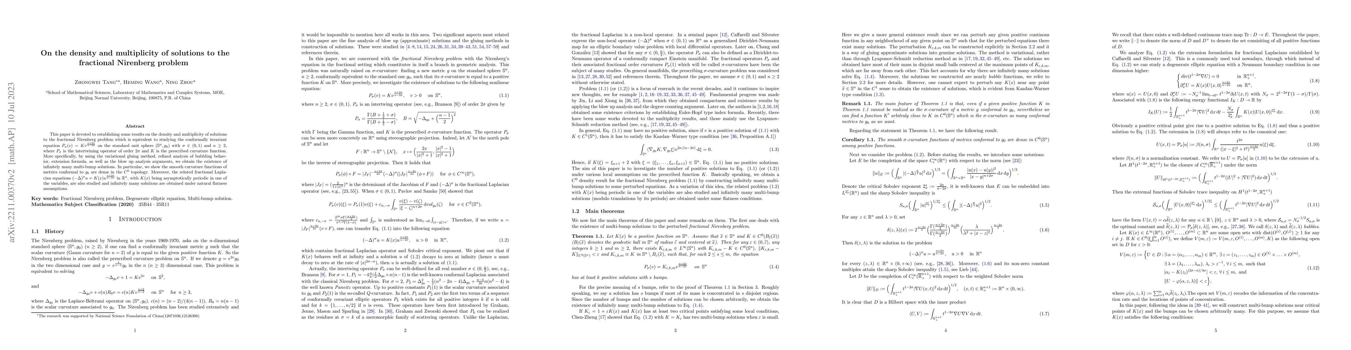 Thumbnail for On the density and multiplicity of solutions to the fractional Nirenberg
  problem