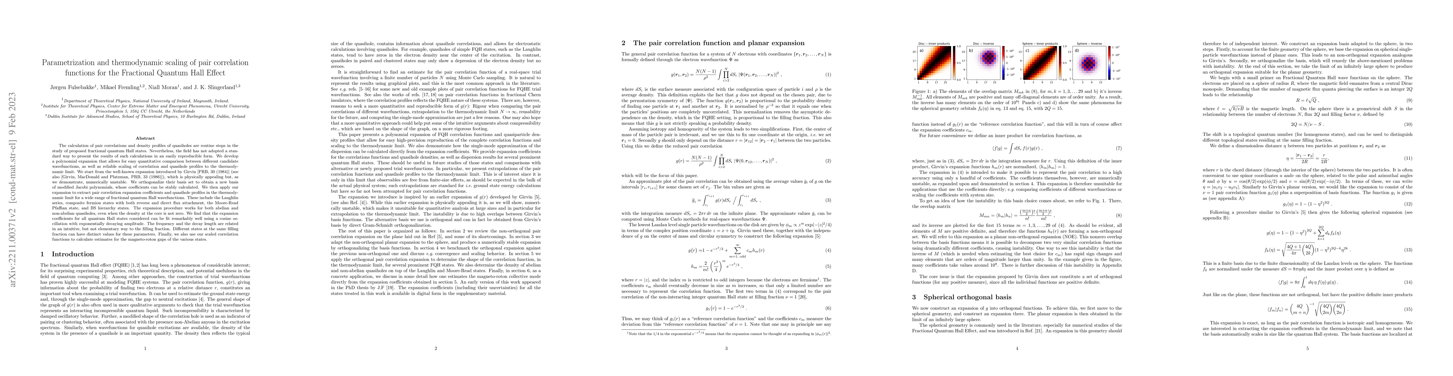 Thumbnail for Parametrization and thermodynamic scaling of pair correlation functions
  for the Fractional Quantum Hall Effect