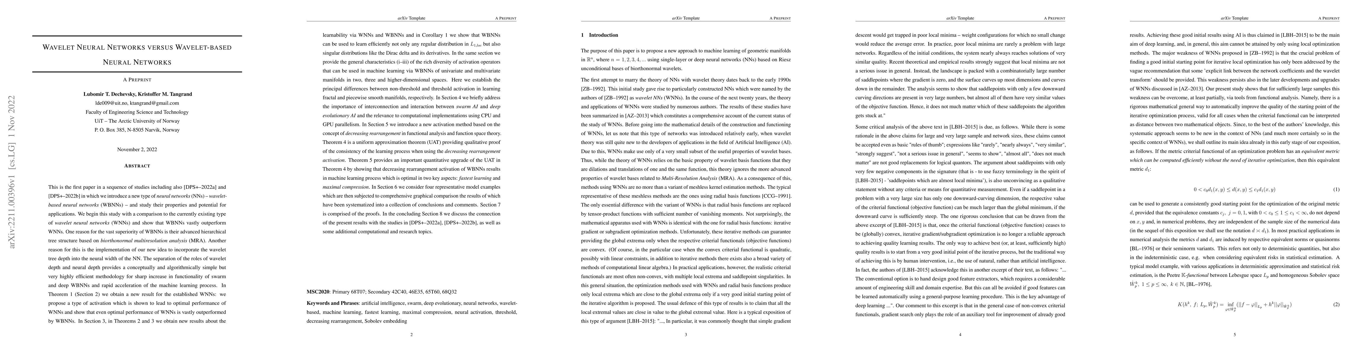 Thumbnail for Wavelet Neural Networks versus Wavelet-based Neural Networks
