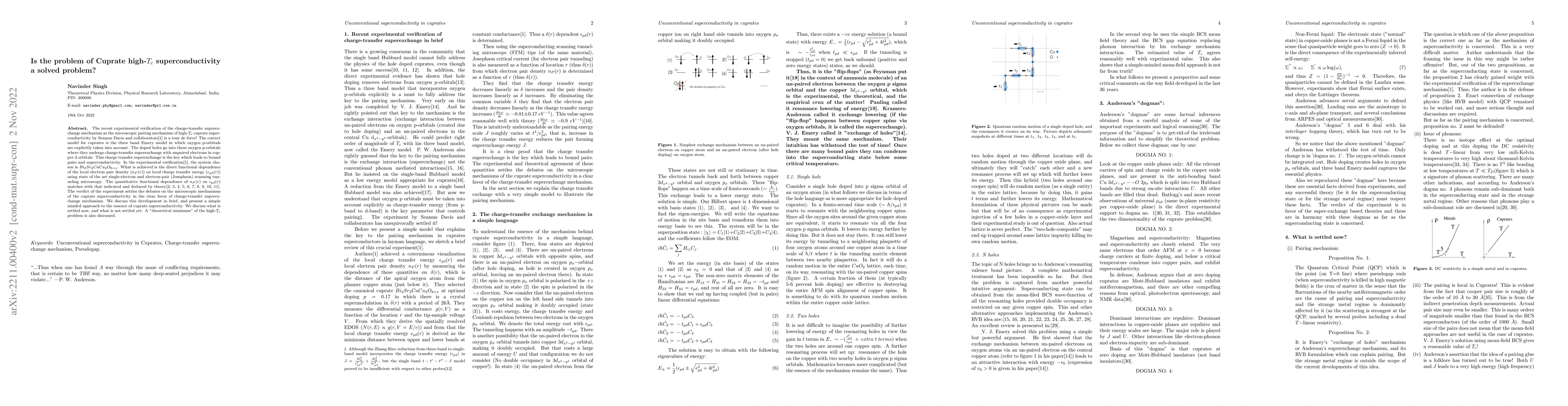 Thumbnail for Is the problem of Cuprate high-$T_c$ superconductivity a solved problem?