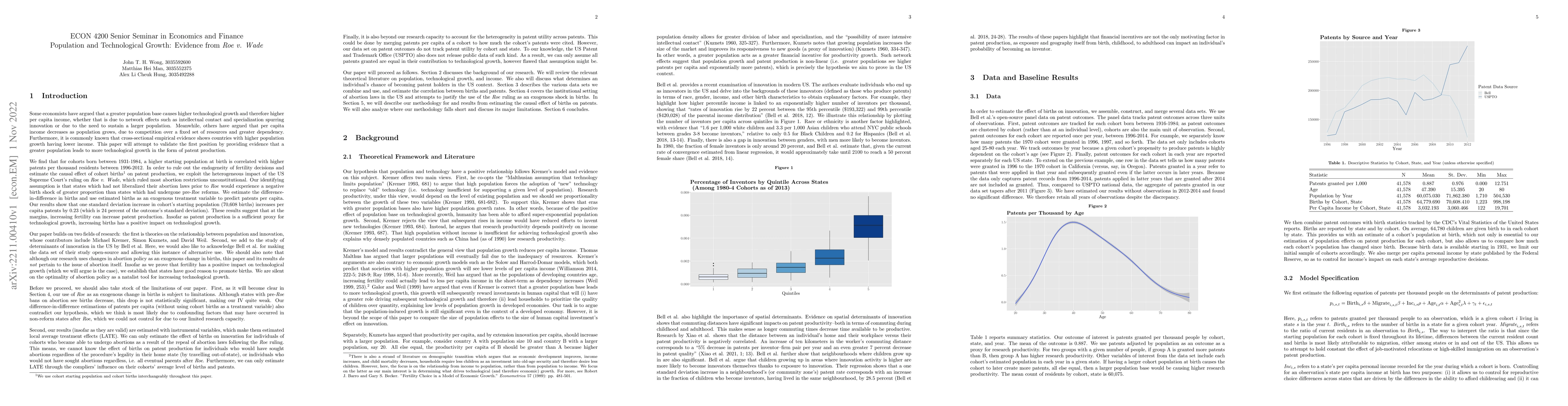 Thumbnail for Population and Technological Growth: Evidence from Roe v. Wade