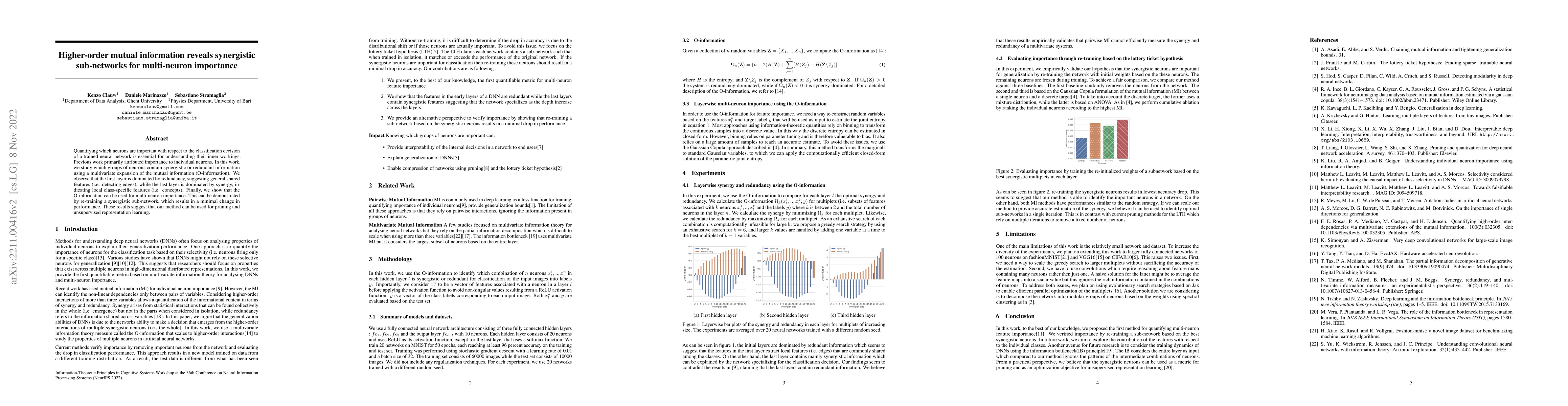 Thumbnail for Higher-order mutual information reveals synergistic sub-networks for
  multi-neuron importance
