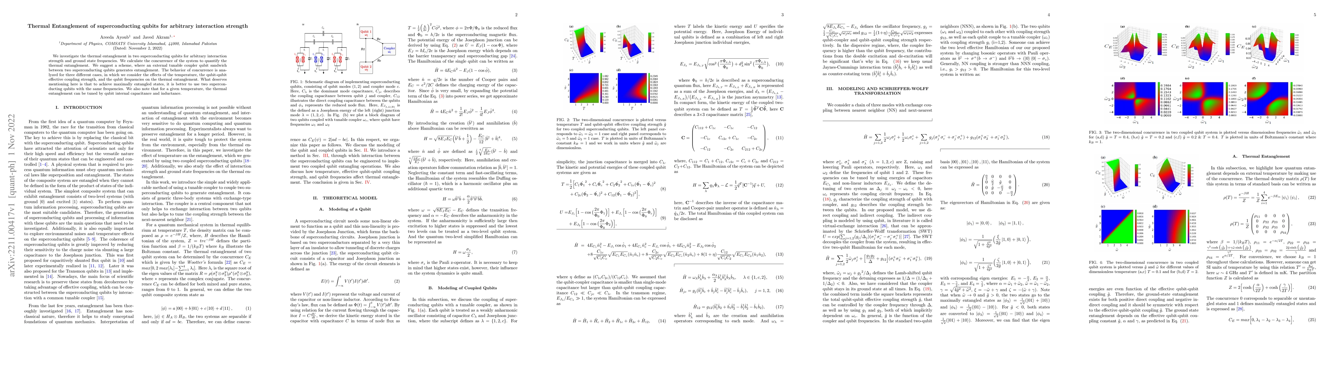 Thumbnail for Thermal entanglement of superconducting qubits for arbitrary interaction
  strength