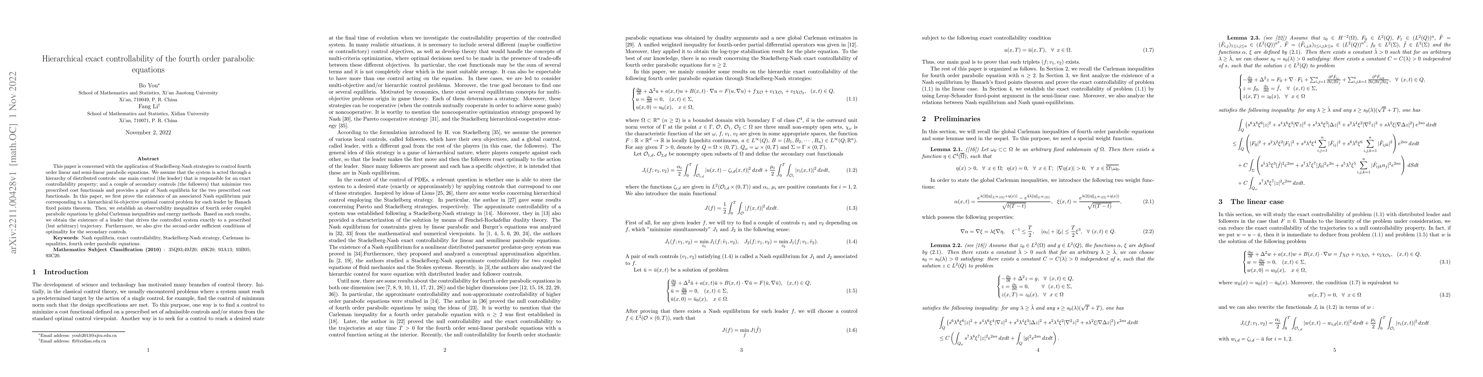 Thumbnail for Hierarchical exact controllability of the fourth order parabolic
  equations