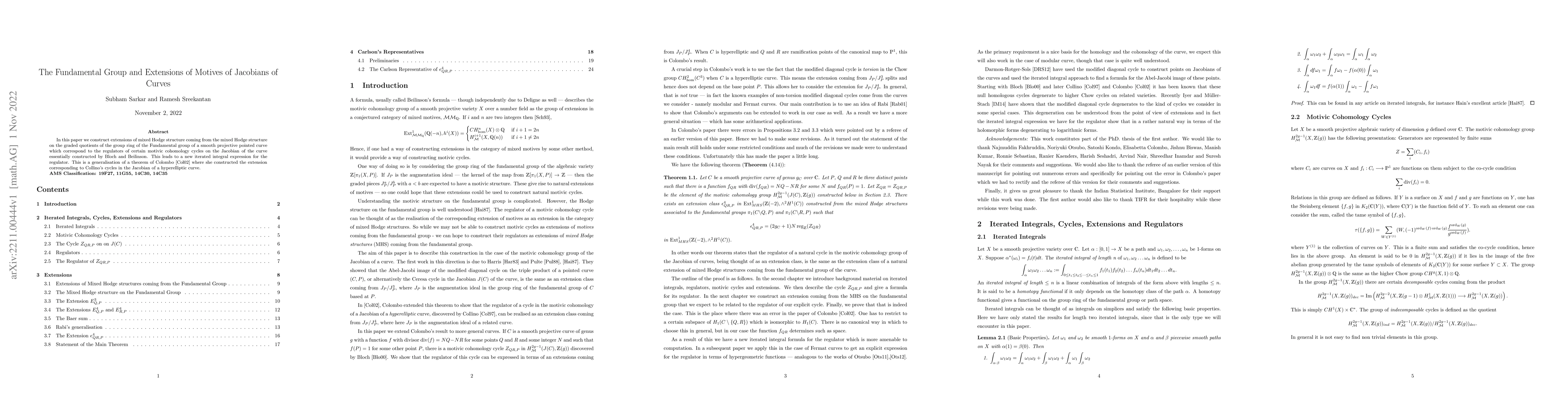 Thumbnail for The fundamental group and extensions of motives of Jacobians of curves