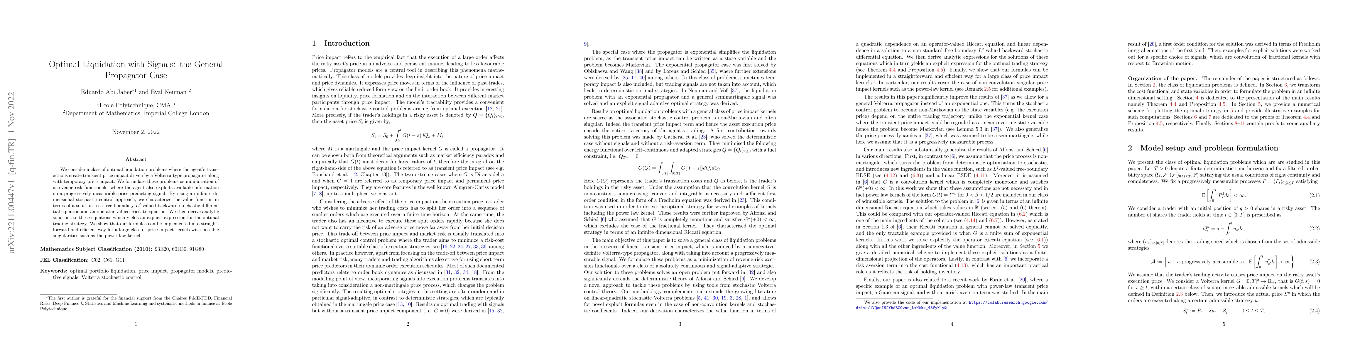 Thumbnail for Optimal Liquidation with Signals: the General Propagator Case