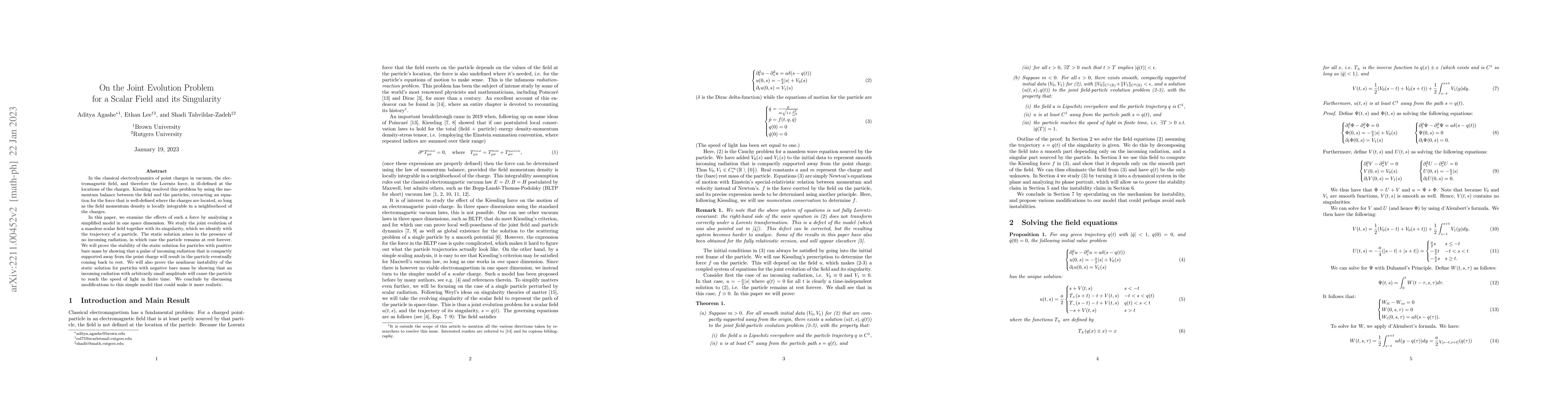 Thumbnail for On the Joint Evolution Problem for a Scalar Field and its Singularity