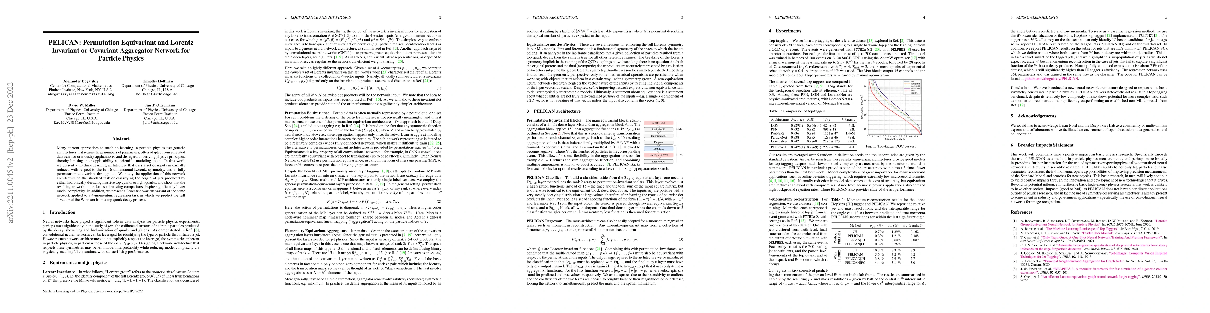 Thumbnail for PELICAN: Permutation Equivariant and Lorentz Invariant or Covariant
  Aggregator Network for Particle Physics