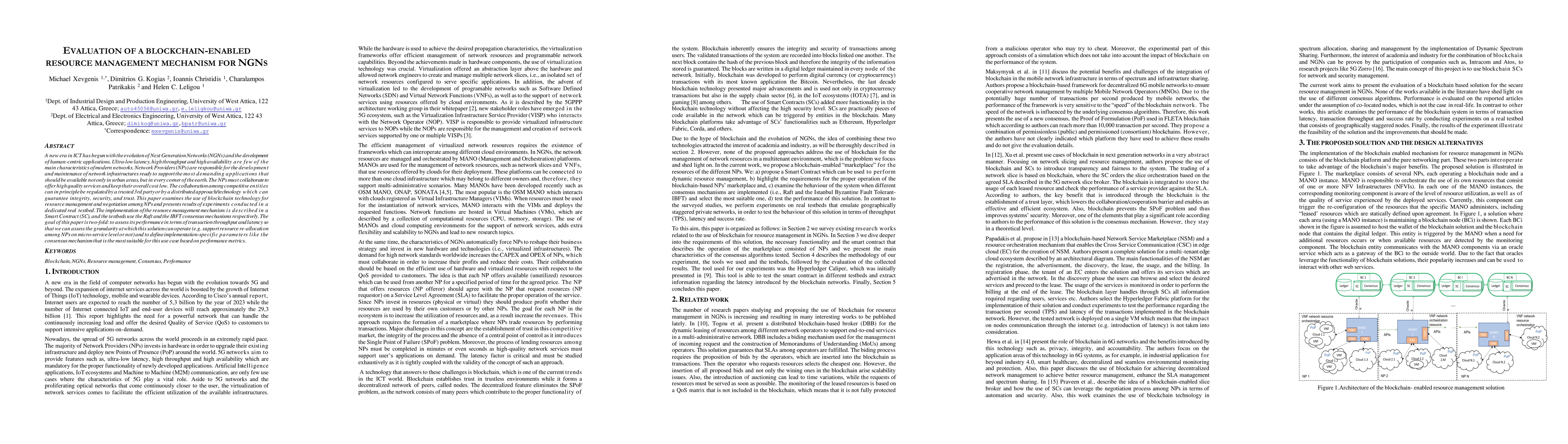 Thumbnail for Evaluation of a blockchain-enabled resource management mechanism for
  NGNs
