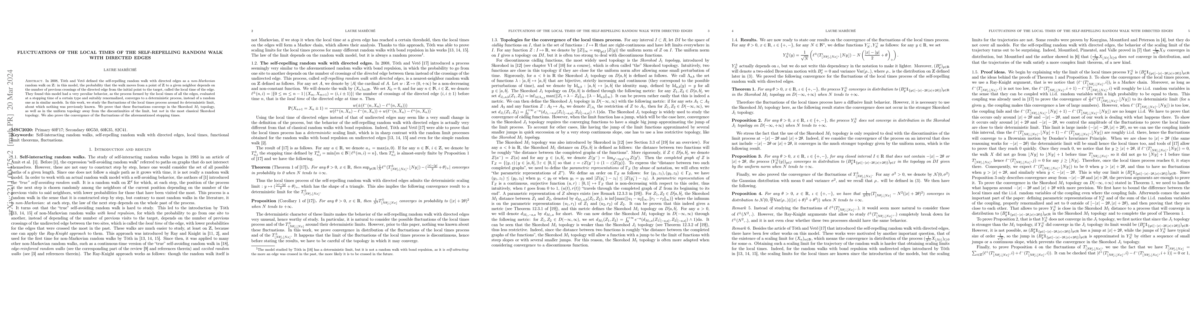 Thumbnail for Fluctuations of the local times of the self-repelling random walk with
  directed edges