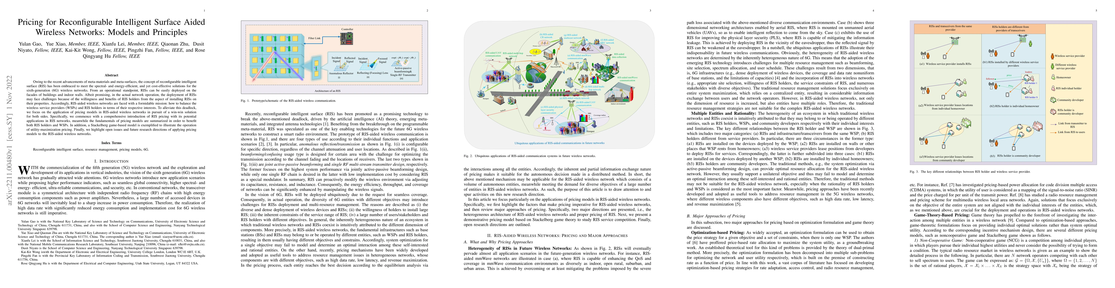 Thumbnail for Pricing for Reconfigurable Intelligent Surface Aided Wireless Networks:
  Models and Principles