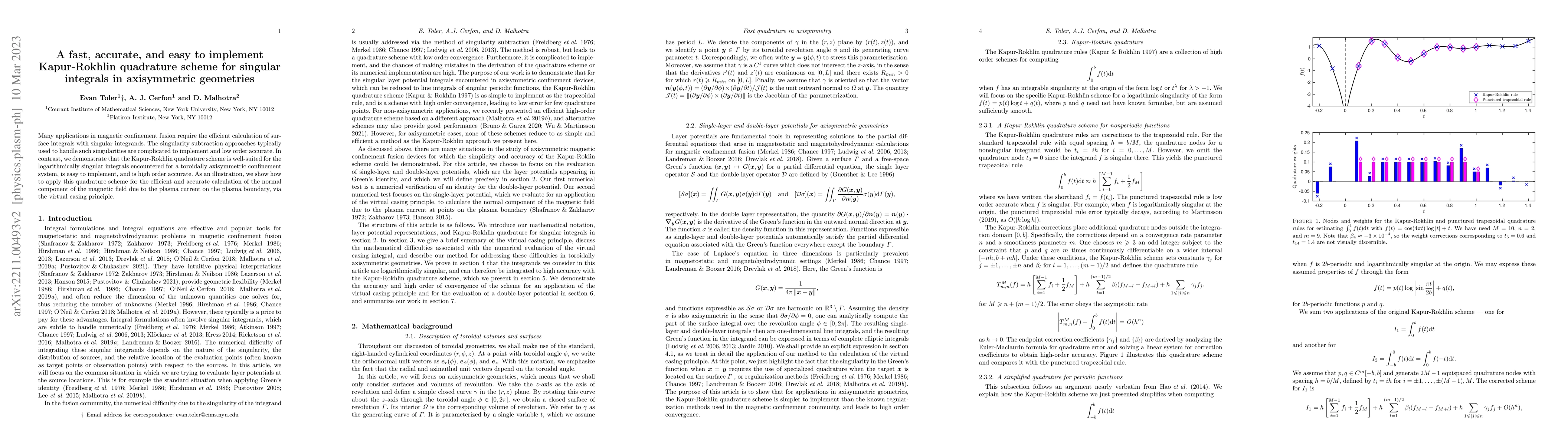 Thumbnail for A fast, accurate, and easy to implement Kapur-Rokhlin quadrature scheme
  for singular integrals in axisymmetric geometries