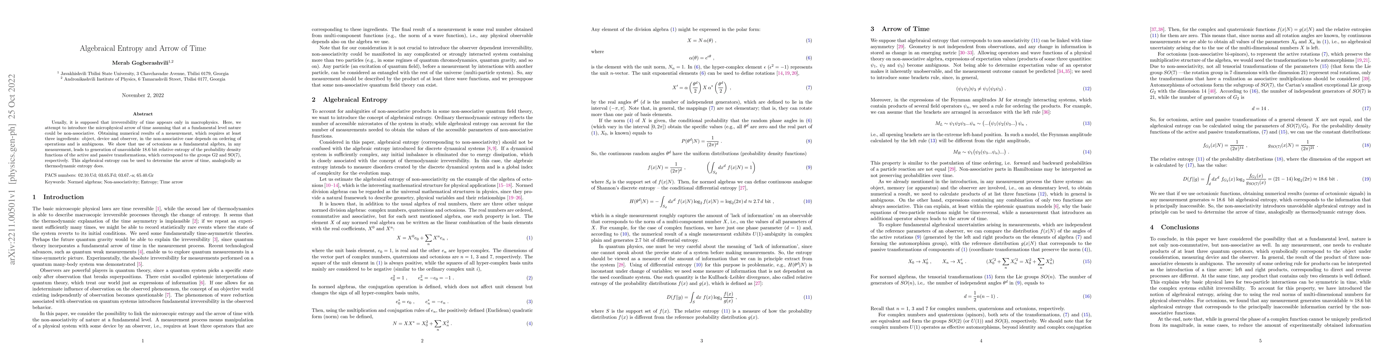 Thumbnail for Algebraical Entropy and Arrow of Time