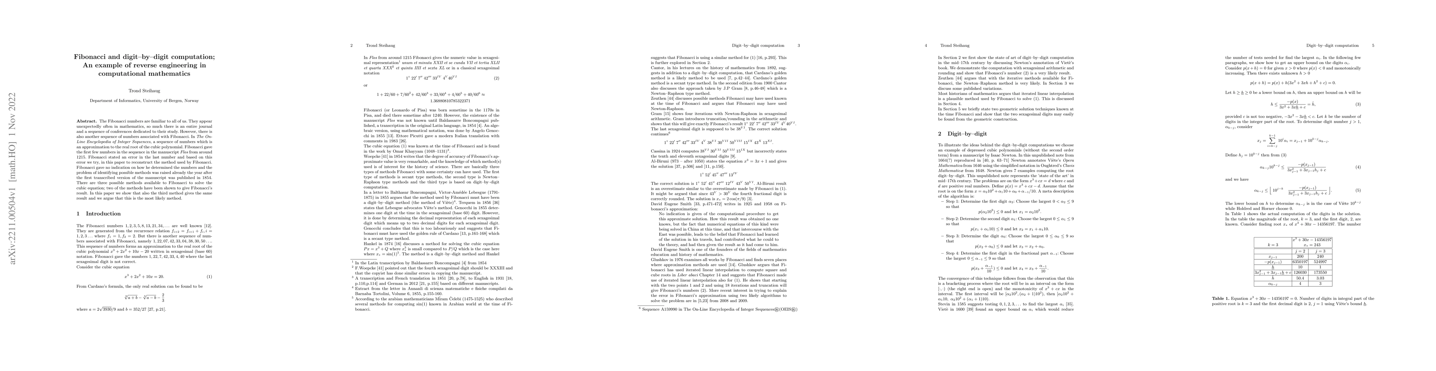 Thumbnail for Fibonacci and digit-by-digit computation; An example of reverse
  engineering in computational mathematics