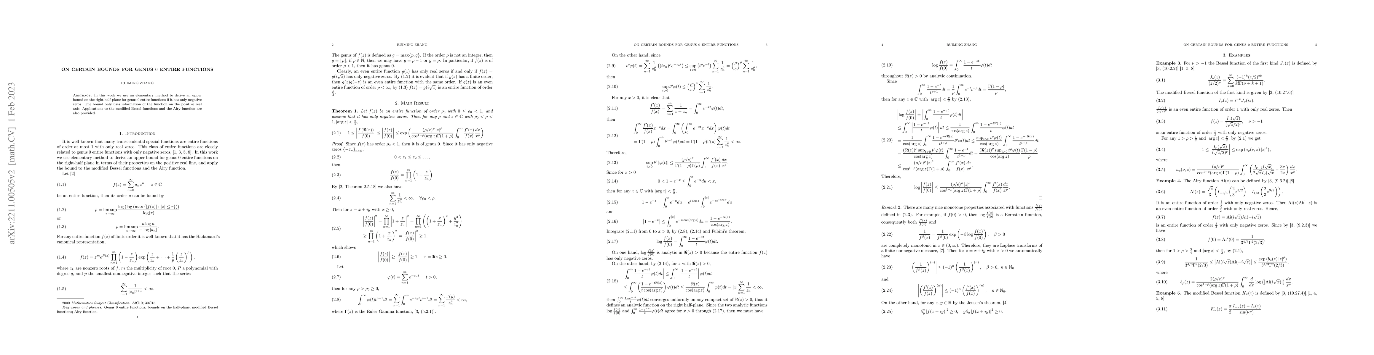 Thumbnail for On Certain Bounds for Genus 0 Entire Functions
