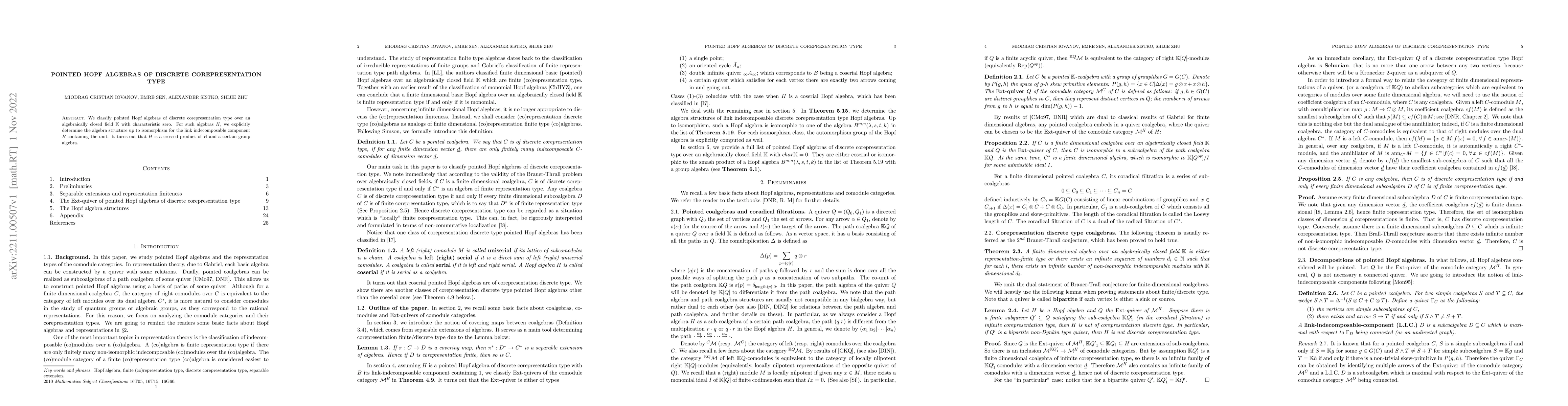 Thumbnail for Pointed Hopf Algebras of Discrete Corepresentation Type