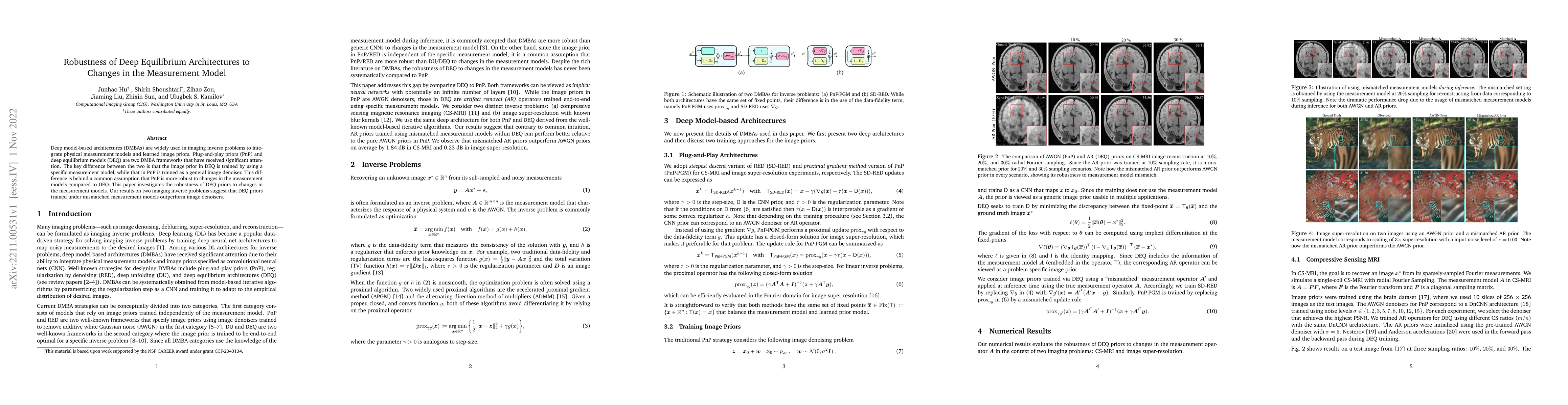 Thumbnail for Robustness of Deep Equilibrium Architectures to Changes in the
  Measurement Model