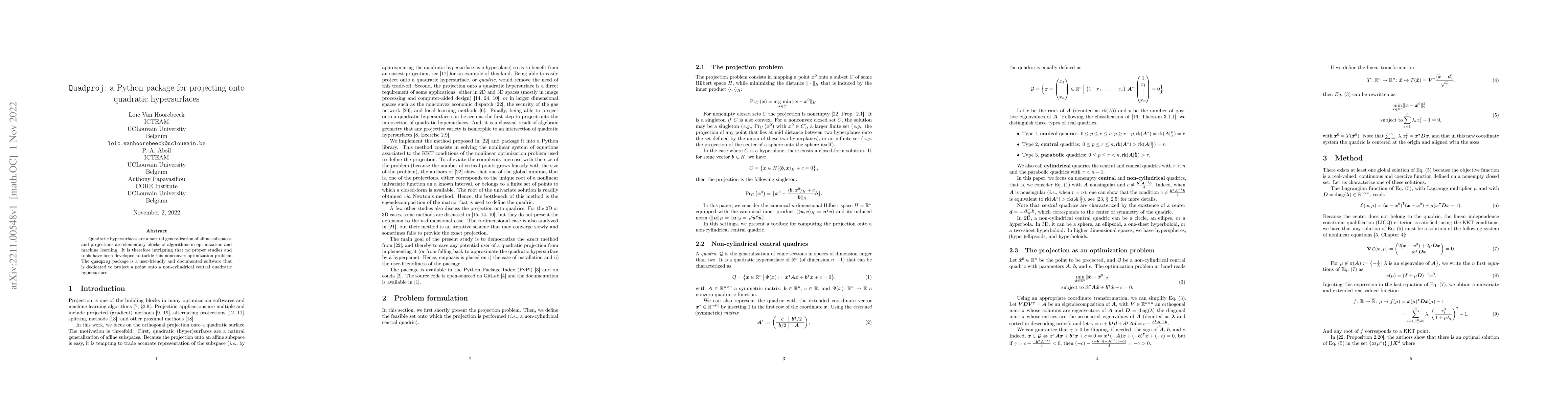 Thumbnail for Quadproj: a Python package for projecting onto quadratic hypersurfaces