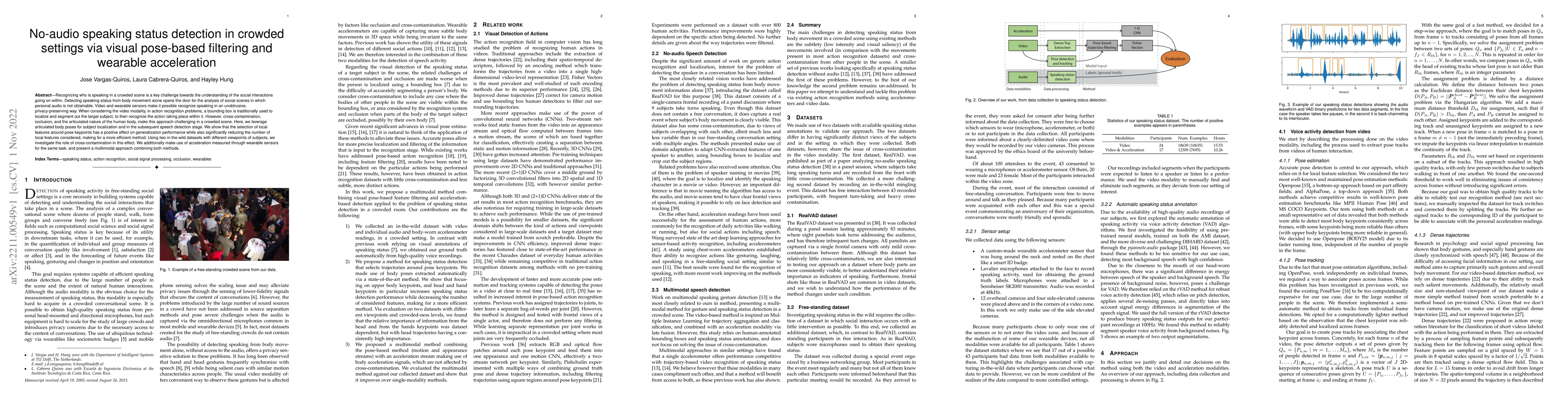 Thumbnail for No-audio speaking status detection in crowded settings via visual
  pose-based filtering and wearable acceleration