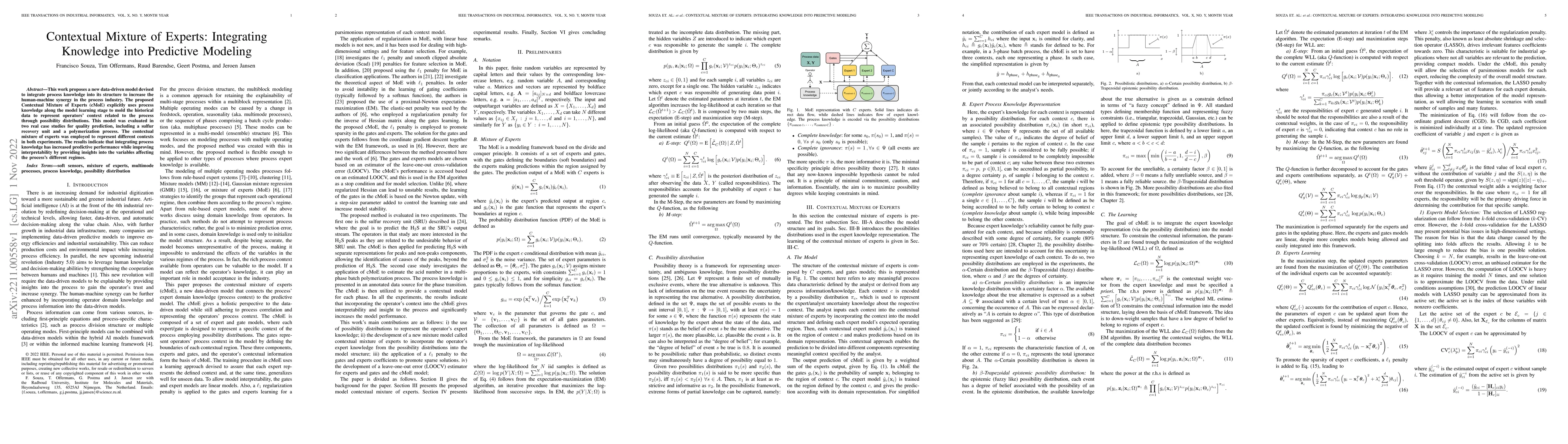 Thumbnail for Contextual Mixture of Experts: Integrating Knowledge into Predictive
  Modeling