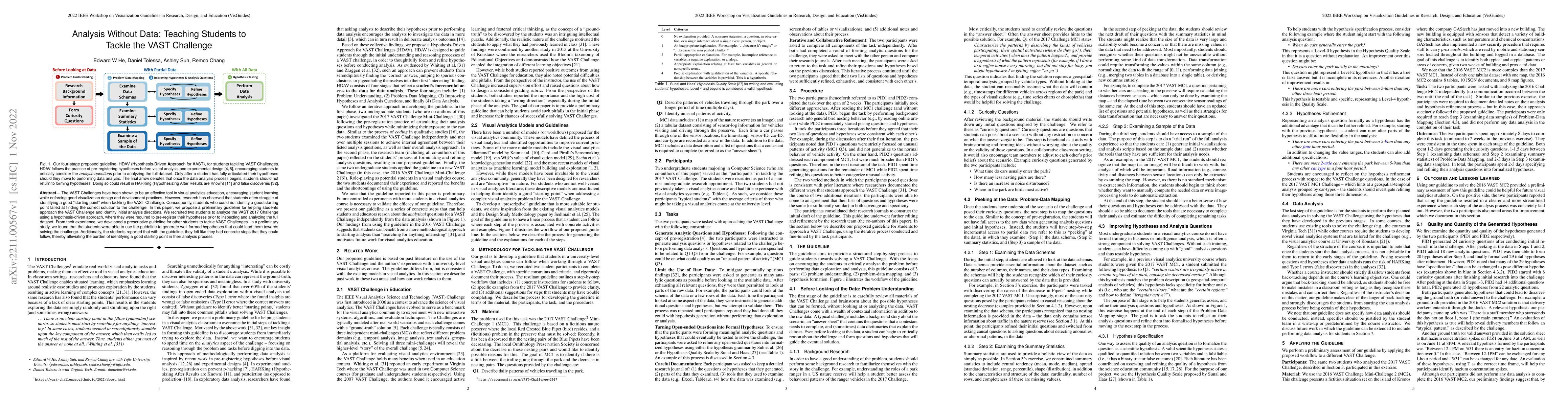 Thumbnail for Analysis Without Data: Teaching Students to Tackle the VAST Challenge