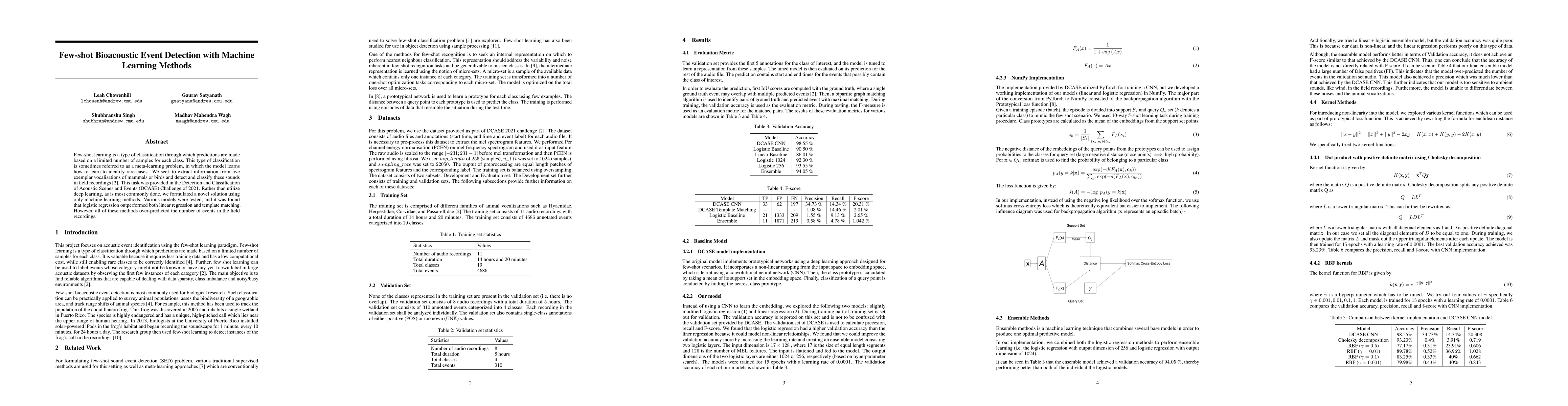 Thumbnail for Few-shot Bioacoustic Event Detection with Machine Learning Methods