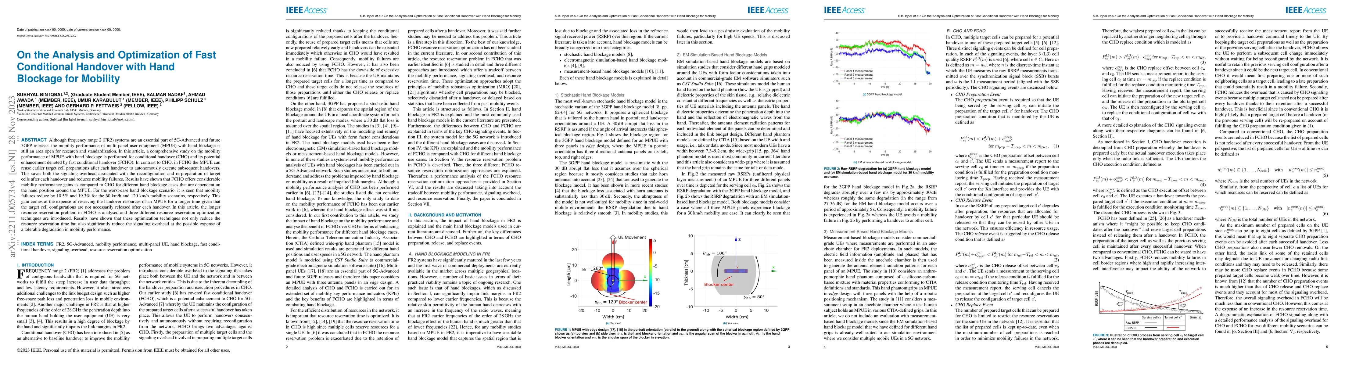 Thumbnail for On the Analysis and Optimization of Fast Conditional Handover with Hand
  Blockage for Mobility