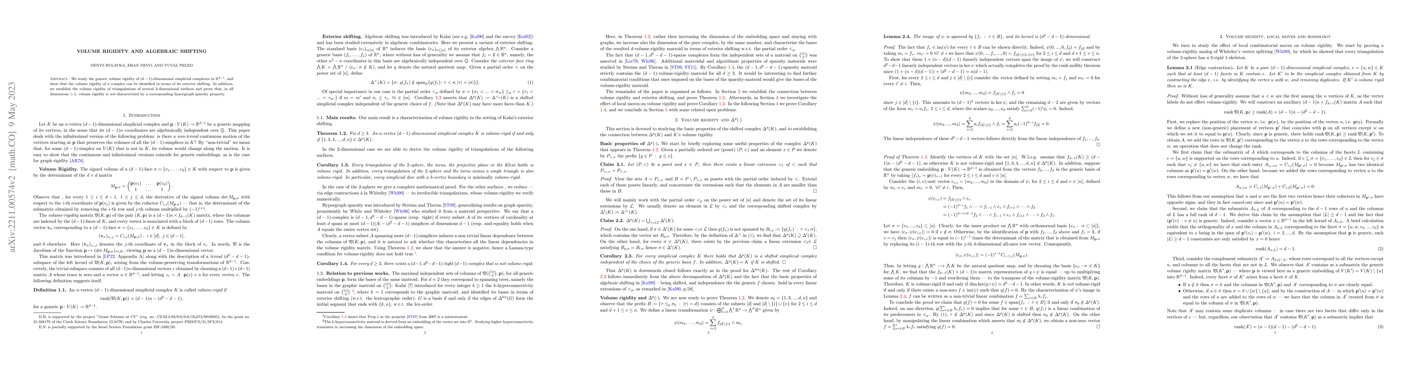Thumbnail for Volume rigidity and algebraic shifting