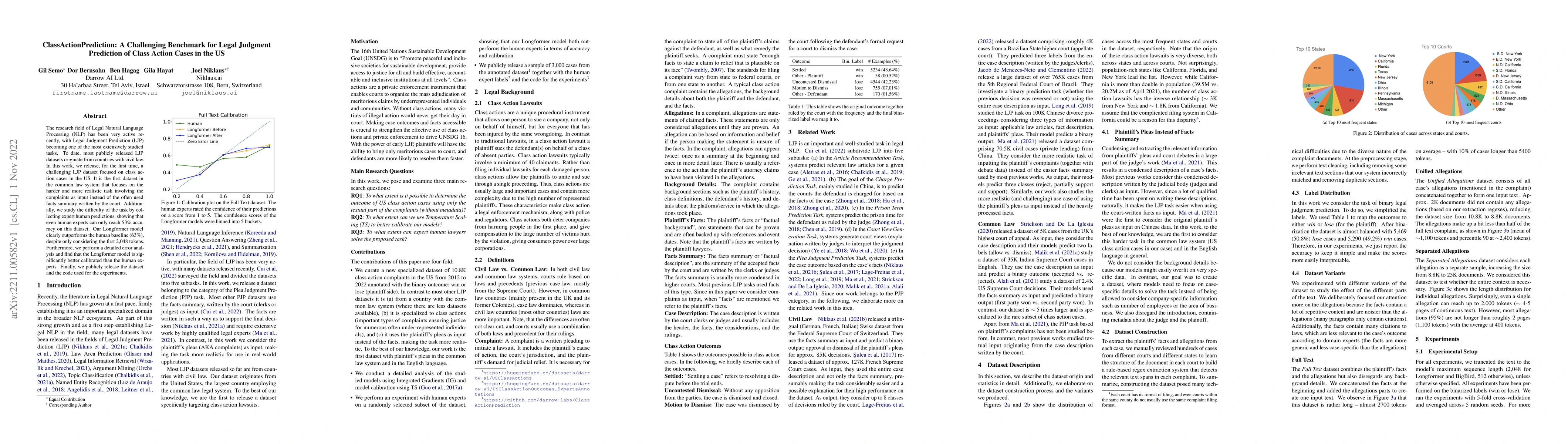 Thumbnail for ClassActionPrediction: A Challenging Benchmark for Legal Judgment
  Prediction of Class Action Cases in the US