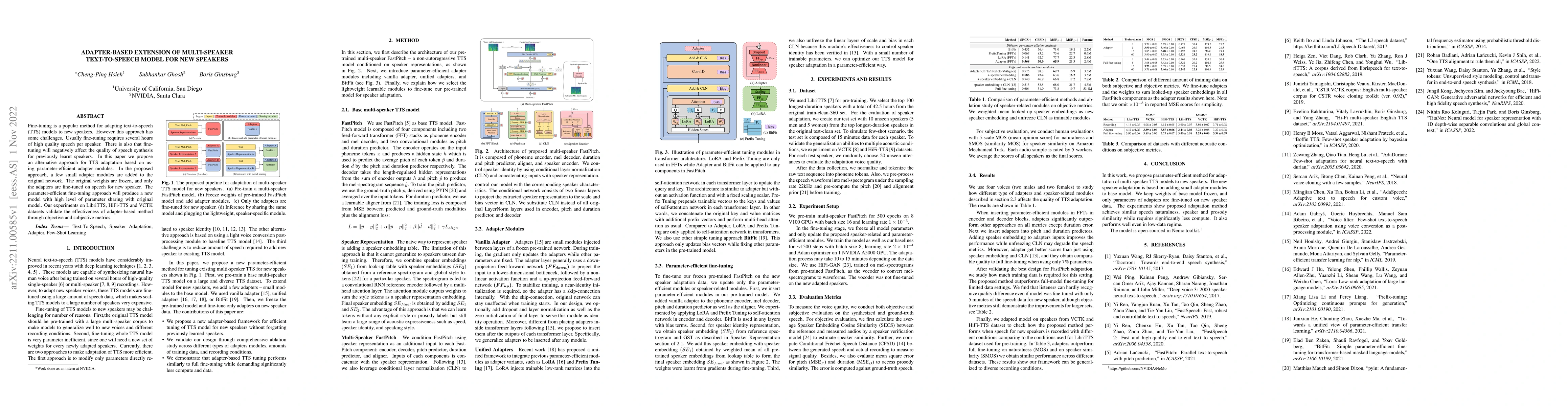 Thumbnail for Adapter-Based Extension of Multi-Speaker Text-to-Speech Model for New
  Speakers