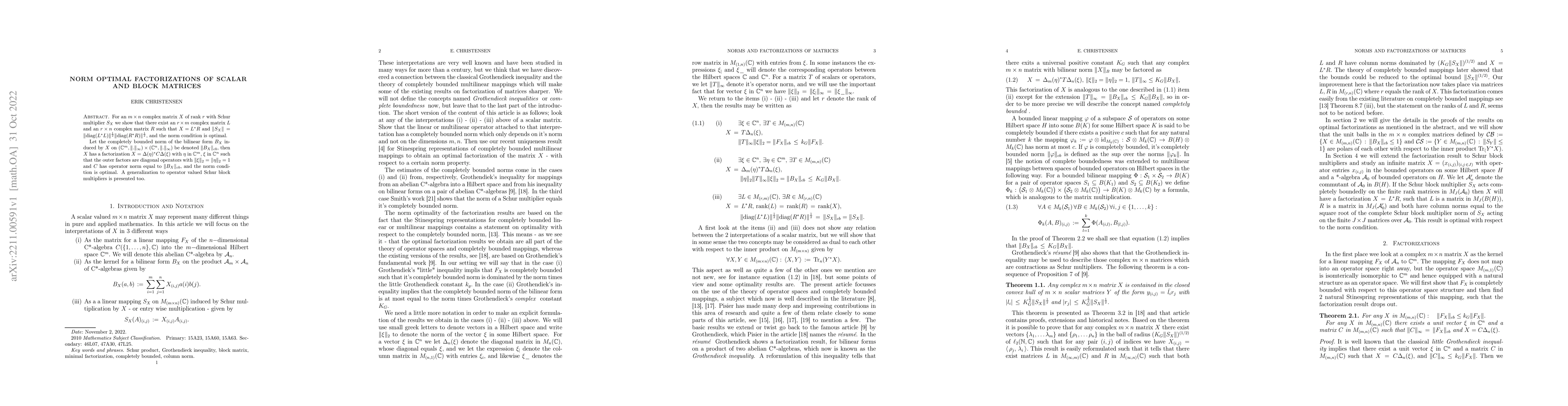 Thumbnail for Norm optimal factorizations of scalar and block matrices