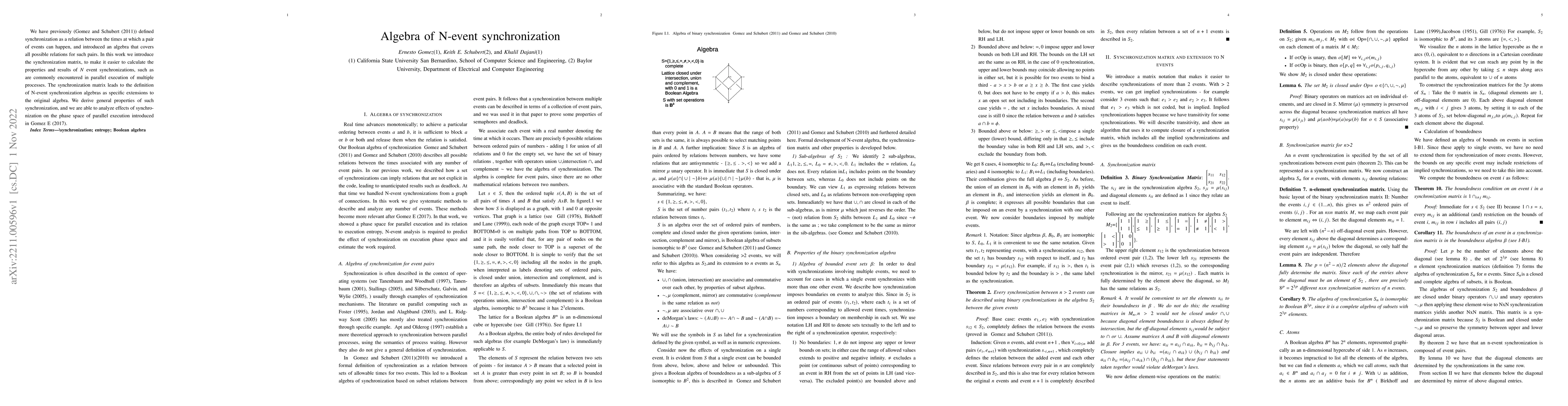 Thumbnail for Algebra of N-event synchronization