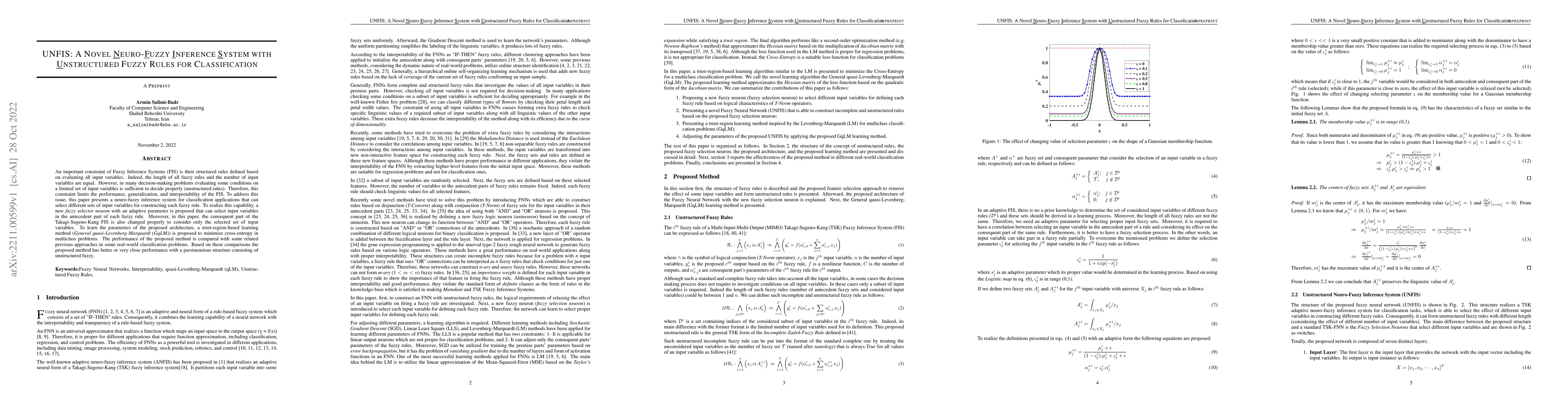 Thumbnail for UNFIS: A Novel Neuro-Fuzzy Inference System with Unstructured Fuzzy
  Rules for Classification