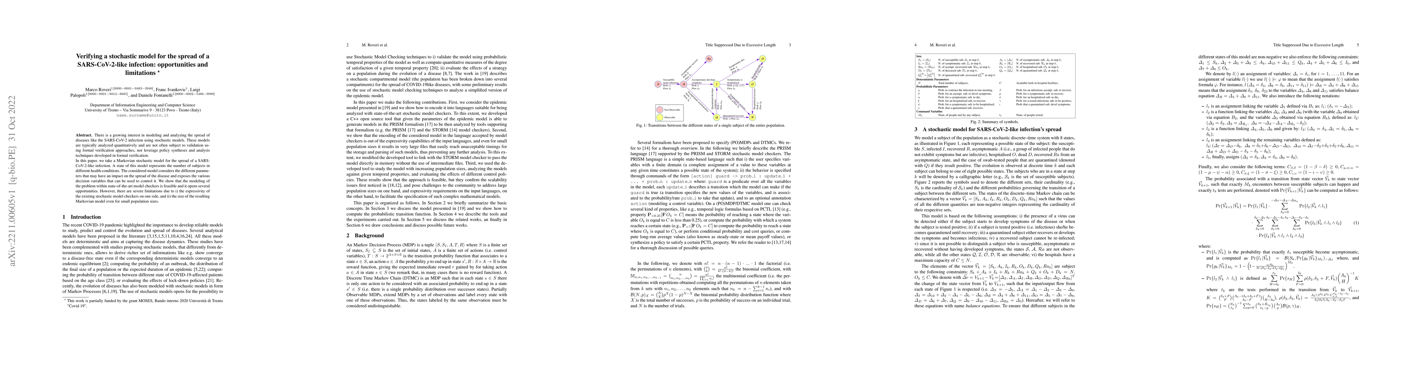 Thumbnail for Verifying a stochastic model for the spread of a SARS-CoV-2-like
  infection: opportunities and limitations