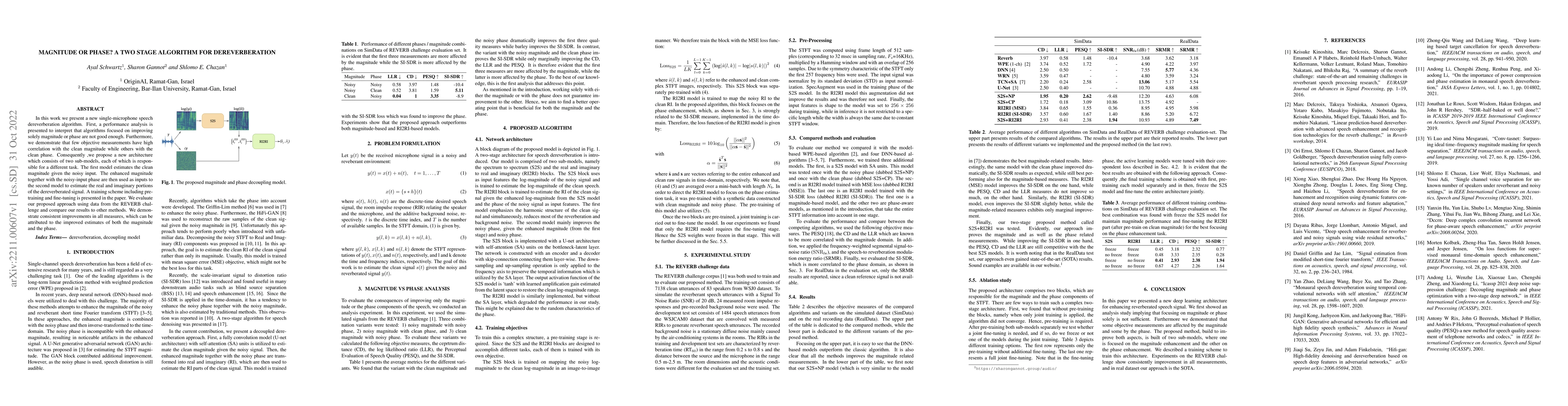 Thumbnail for Magnitude or Phase? A Two Stage Algorithm for Dereverberation
