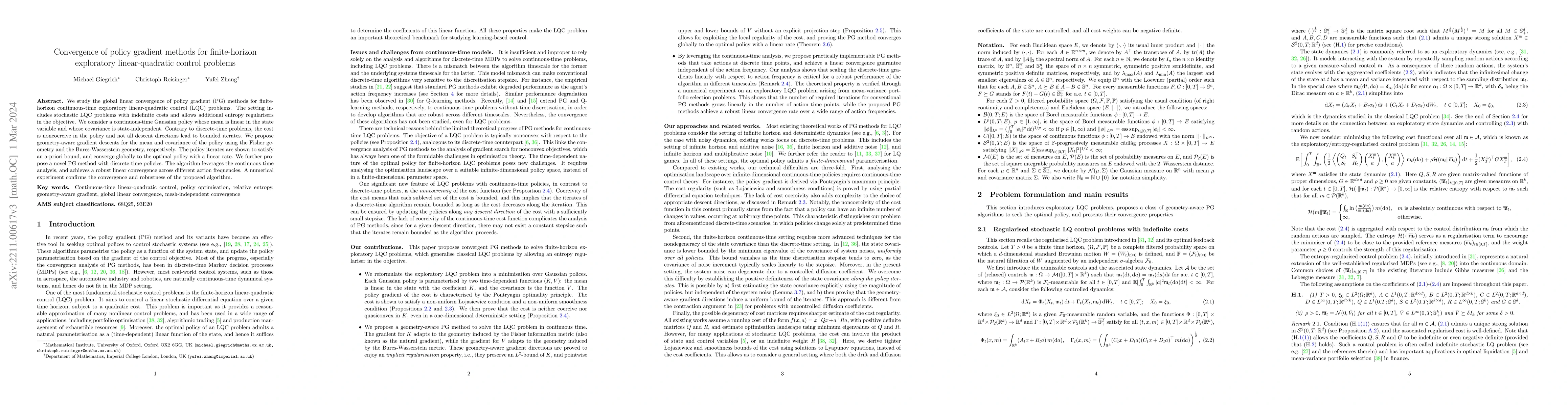 Thumbnail for Convergence of policy gradient methods for finite-horizon exploratory
  linear-quadratic control problems