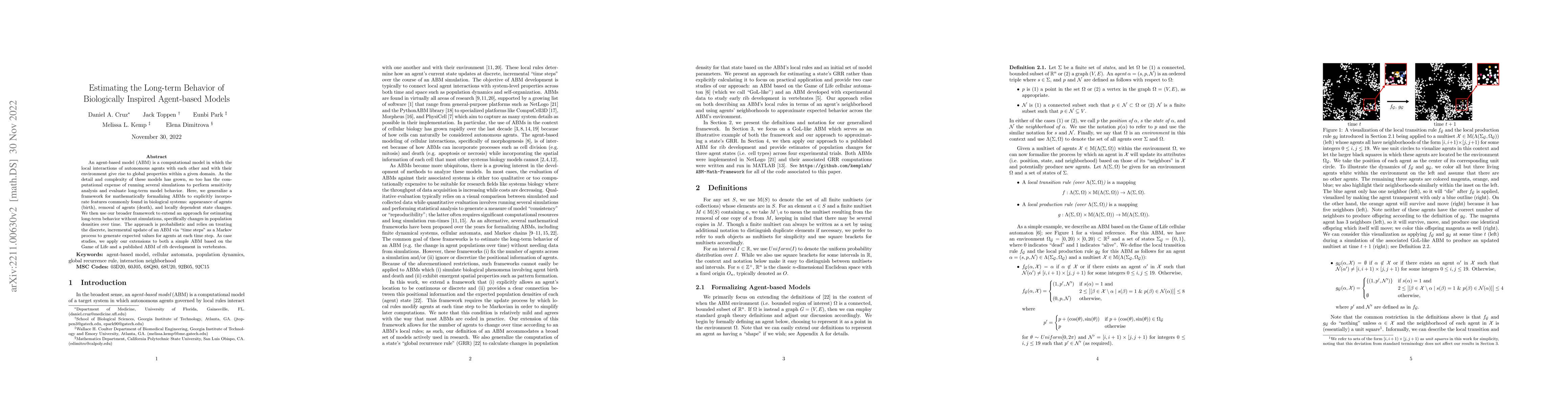 Thumbnail for Estimating the Long-term Behavior of Biologically Inspired Agent-based
  Models