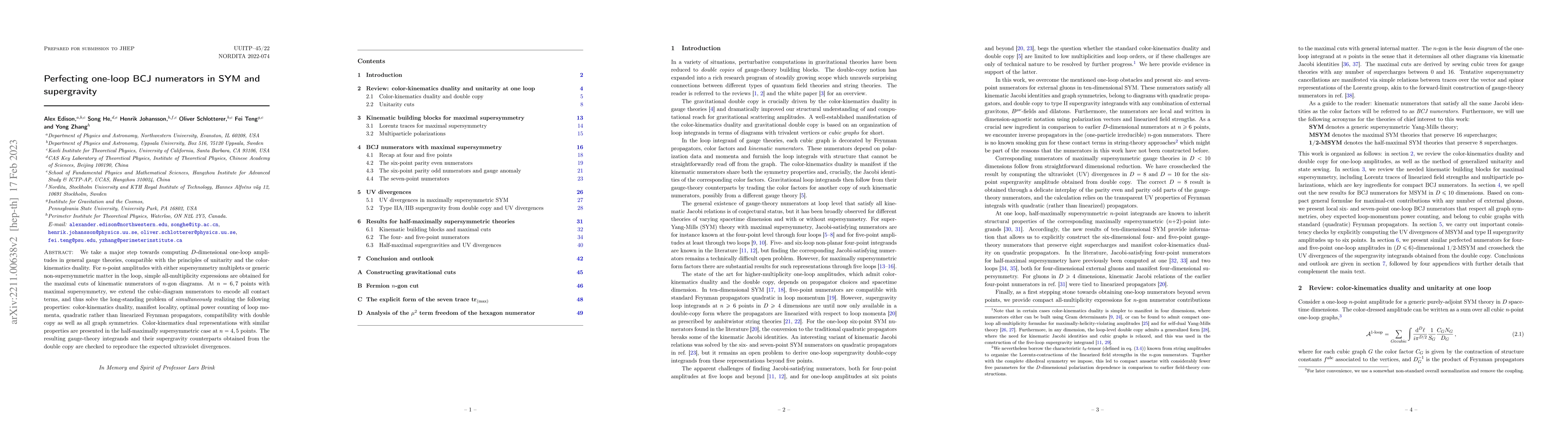 Thumbnail for Perfecting one-loop BCJ numerators in SYM and supergravity