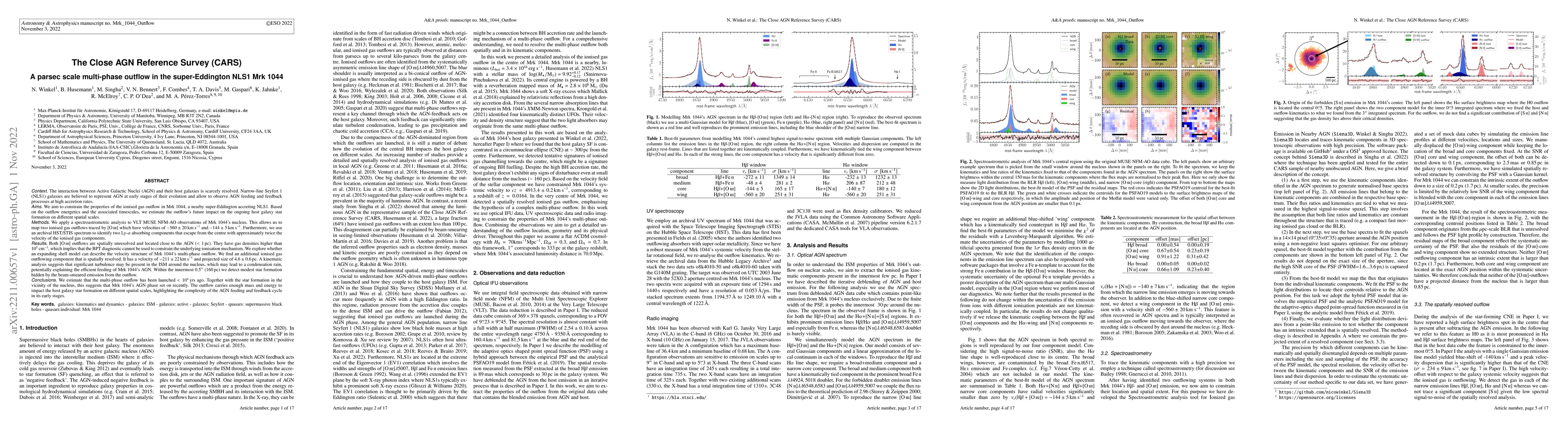 Thumbnail for The Close AGN Reference Survey (CARS). A parsec scale multi-phase
  outflow in the super-Eddington NLS1 Mrk 1044